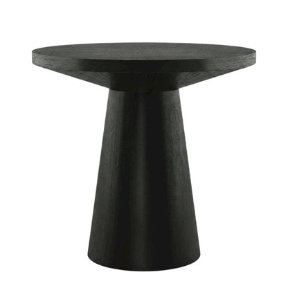 Round Solid Wood End Table with Pedestal Base for Living Room
