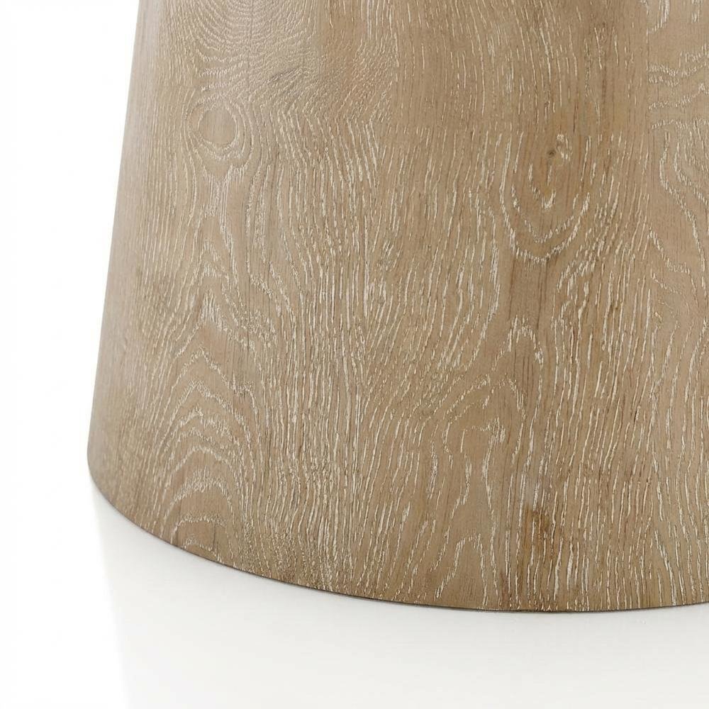 Round Solid Wood End Table with Pedestal Base for Living Room Decor