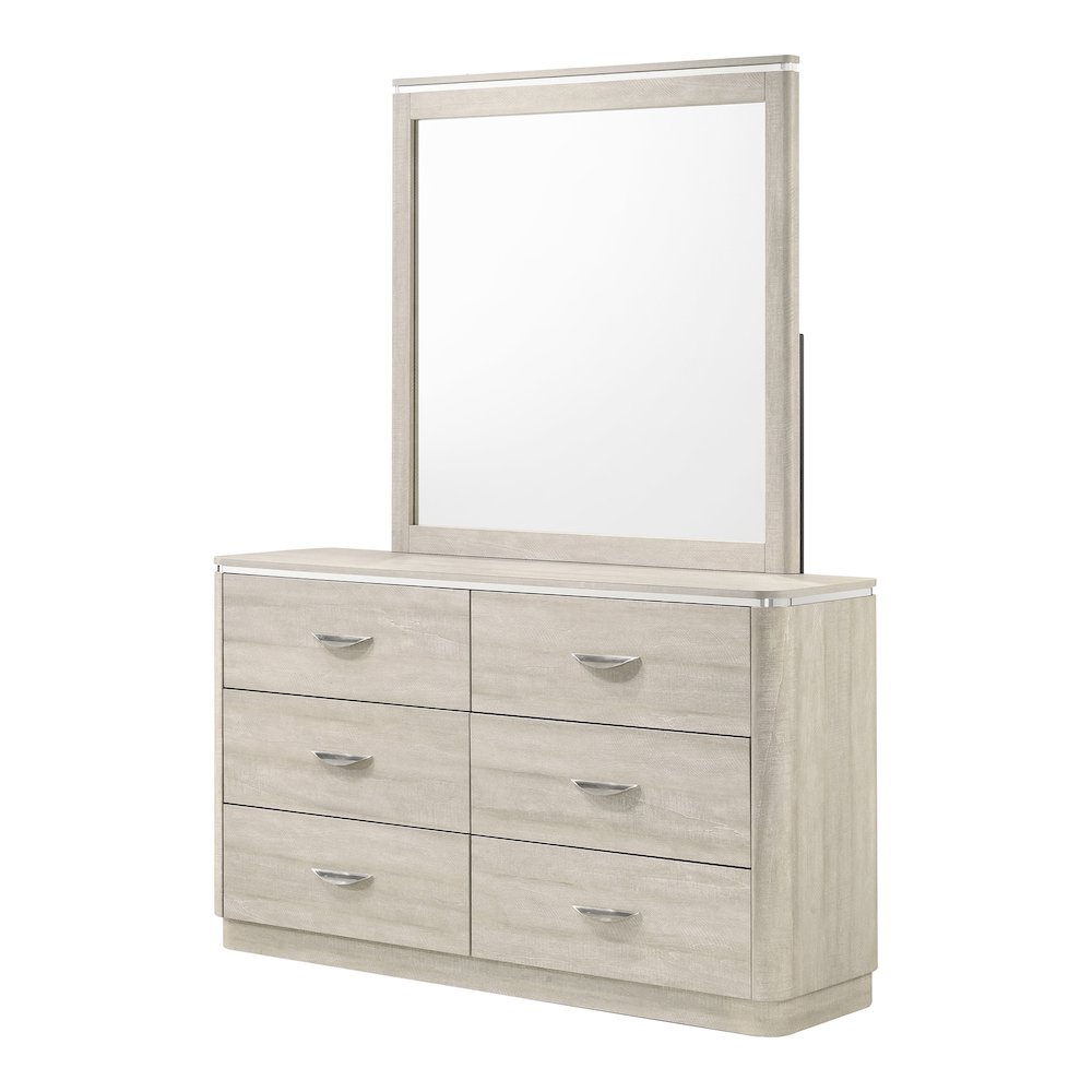 Ventur 6-Drawer Dresser With Mirror in Dusty Gray
