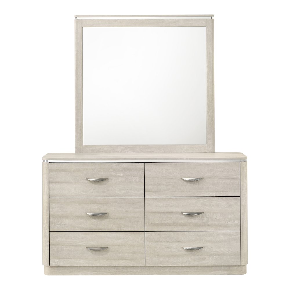 Ventur 6-Drawer Dresser With Mirror in Dusty Gray