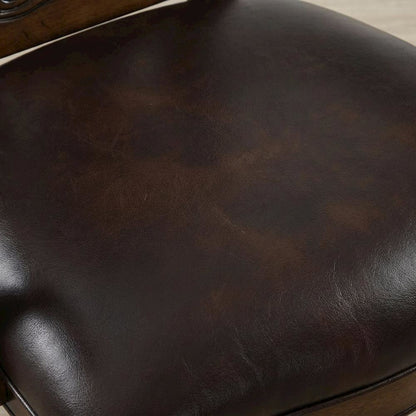 Dark Brown Upholstered Dining Arm Chair Set with Premium Fabric