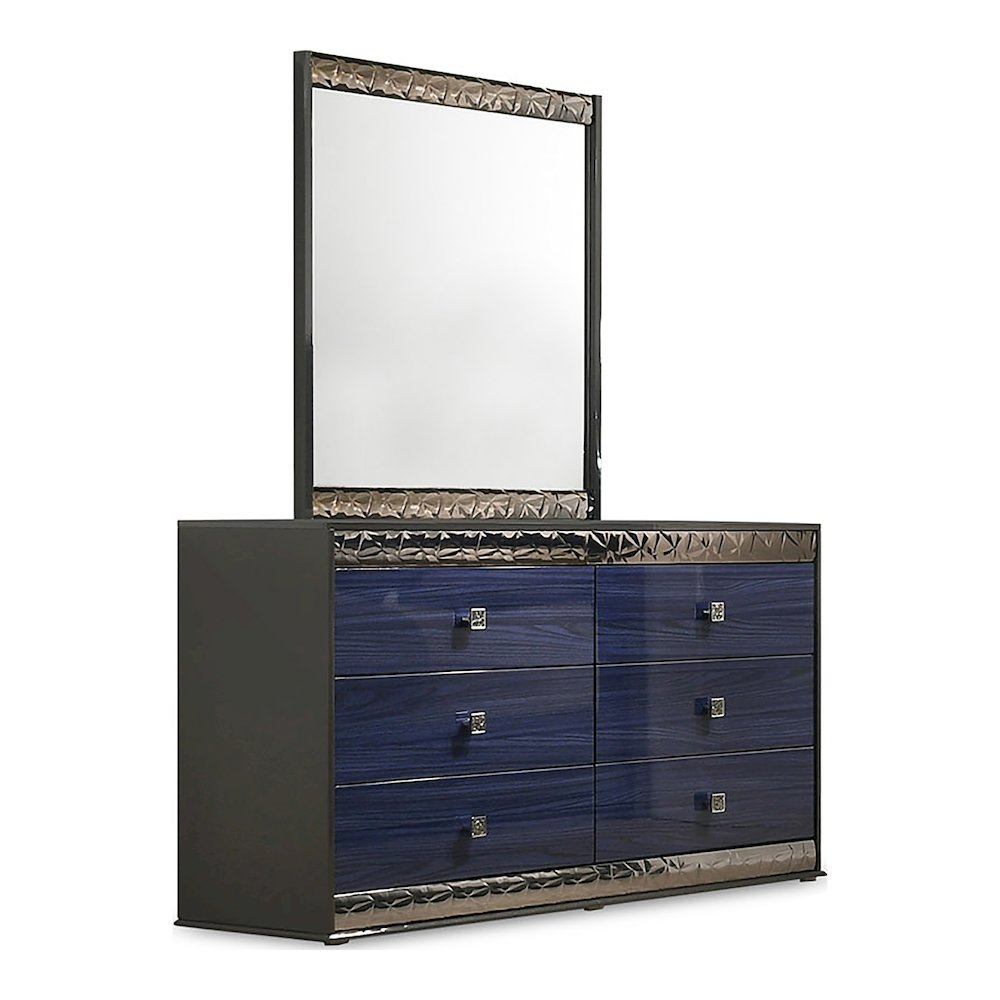 Kensing Glam 2-Piece Indigo Blue Dresser and Mirror Set