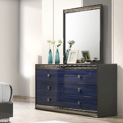 Kensing Glam 2-Piece Indigo Blue Dresser and Mirror Set