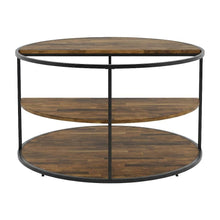 Black Round Coffee Table with Steel Frame and Paper Veneer Top