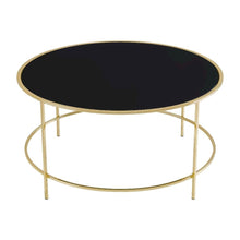 Gold Round Coffee Table with Glass Top Steel Frame Single Piece Modern Design