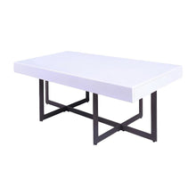 White Metal 2-Drawer Coffee Table with MDF Top and Steel Frame for Storage