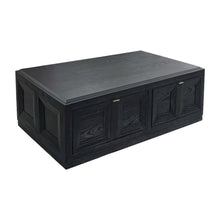 Black Rubberwood Coffee Table with Casters and White Oak Veneer Surface