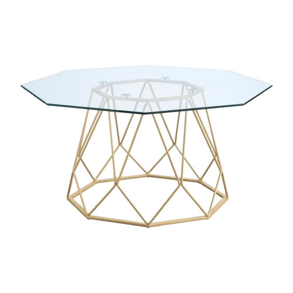 Gold Steel and Tempered Glass Coffee Table with Contemporary Style