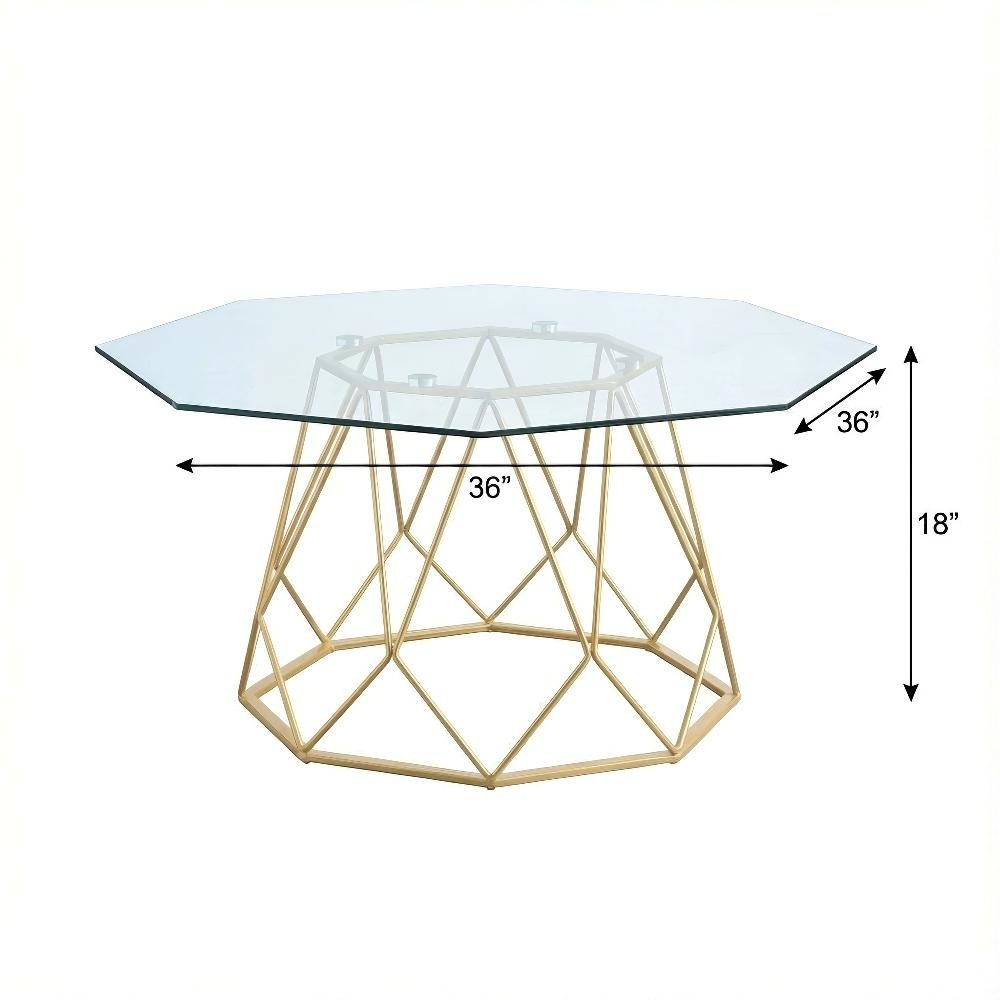 Gold Steel and Tempered Glass Coffee Table with Contemporary Style