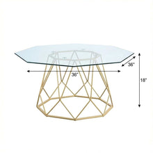 Gold Steel and Tempered Glass Coffee Table with Contemporary Style