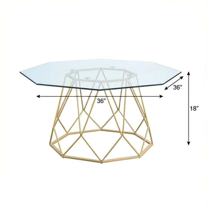 Gold Steel and Tempered Glass Coffee Table with Contemporary Style