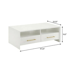 White Coffee Table with 2 Drawers and 2 Shelves MDF Particle Board