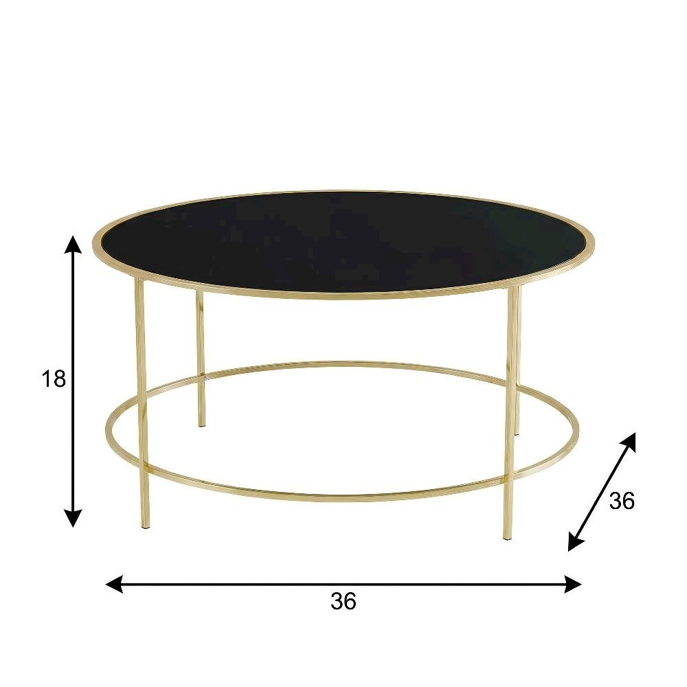 Gold Round Coffee Table with Glass Top Steel Frame Single Piece Modern Design