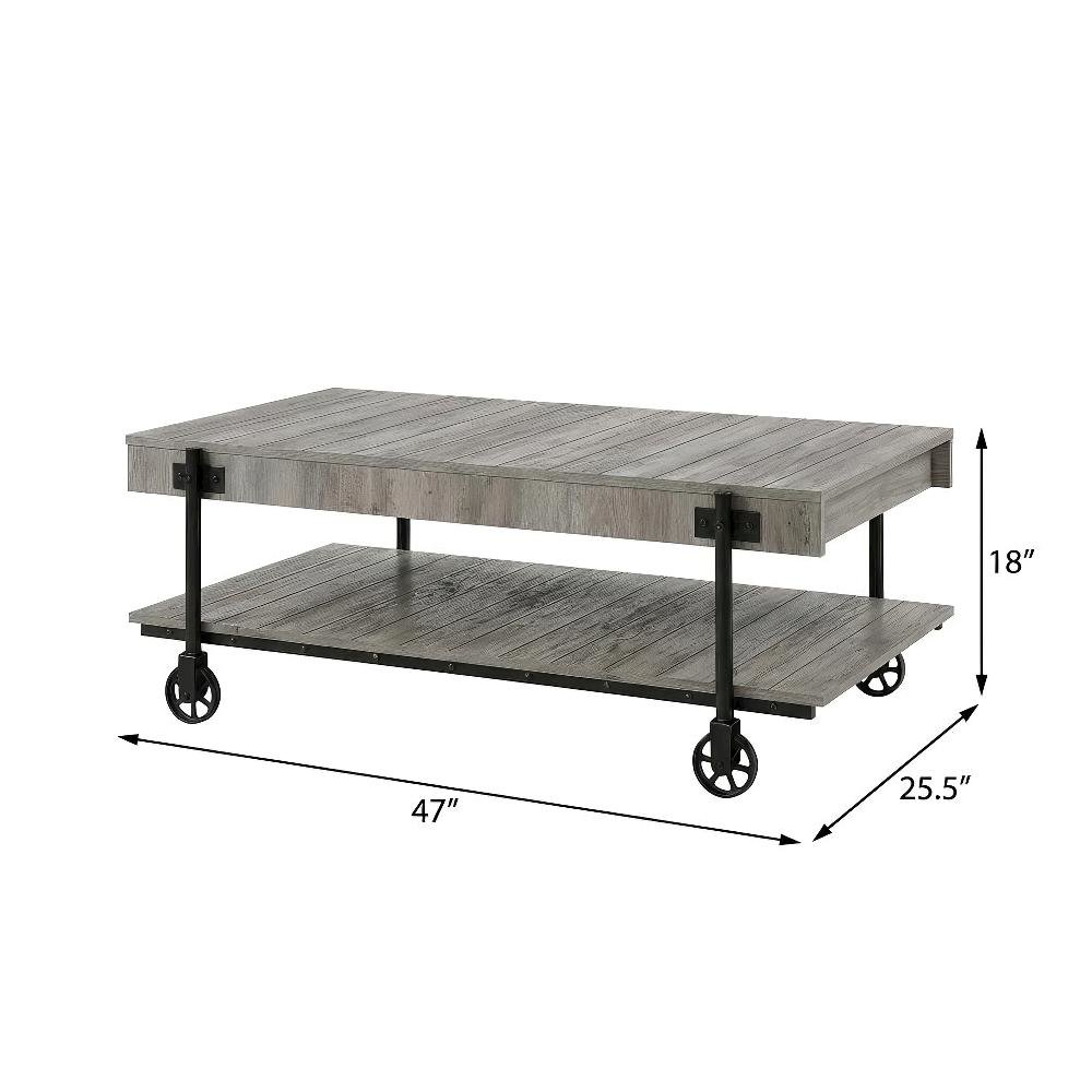 Brown 3-Piece Coffee Table Set with Wheels Steel and Wood Surfaces