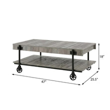 Brown 3-Piece Coffee Table Set with Wheels Steel and Wood Surfaces
