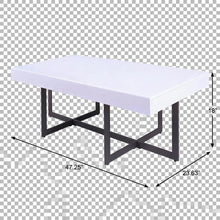 White Metal 2-Drawer Coffee Table with MDF Top and Steel Frame for Storage