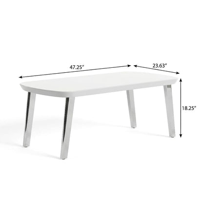 White Wood Nesting Coffee Table with Steel Frame and Tempered Glass Top