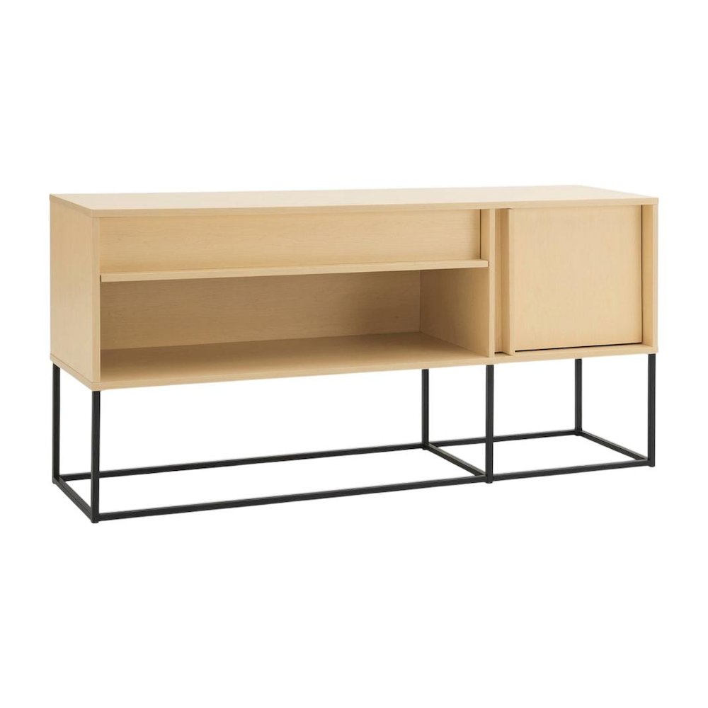 Orange TV Stand with LED Lights and Engineered Wood Construction