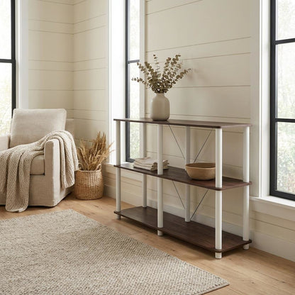 Wood 3-Tier Open Bookcase with Ample Storage and Modern Design
