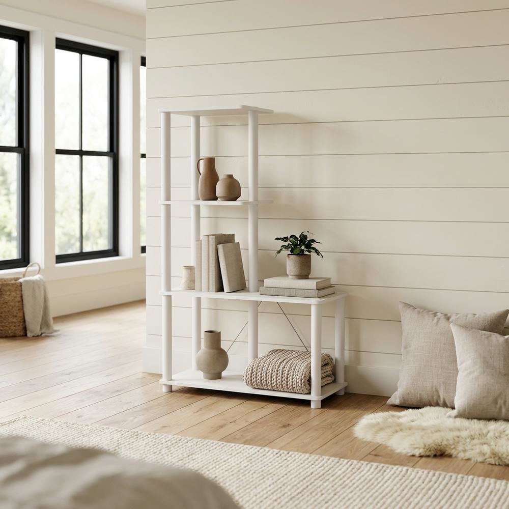 Wood 4-Cube Shelves Open Bookcase with versatile storage and modern design