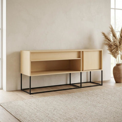 Orange TV Stand with LED Lights and Engineered Wood Construction