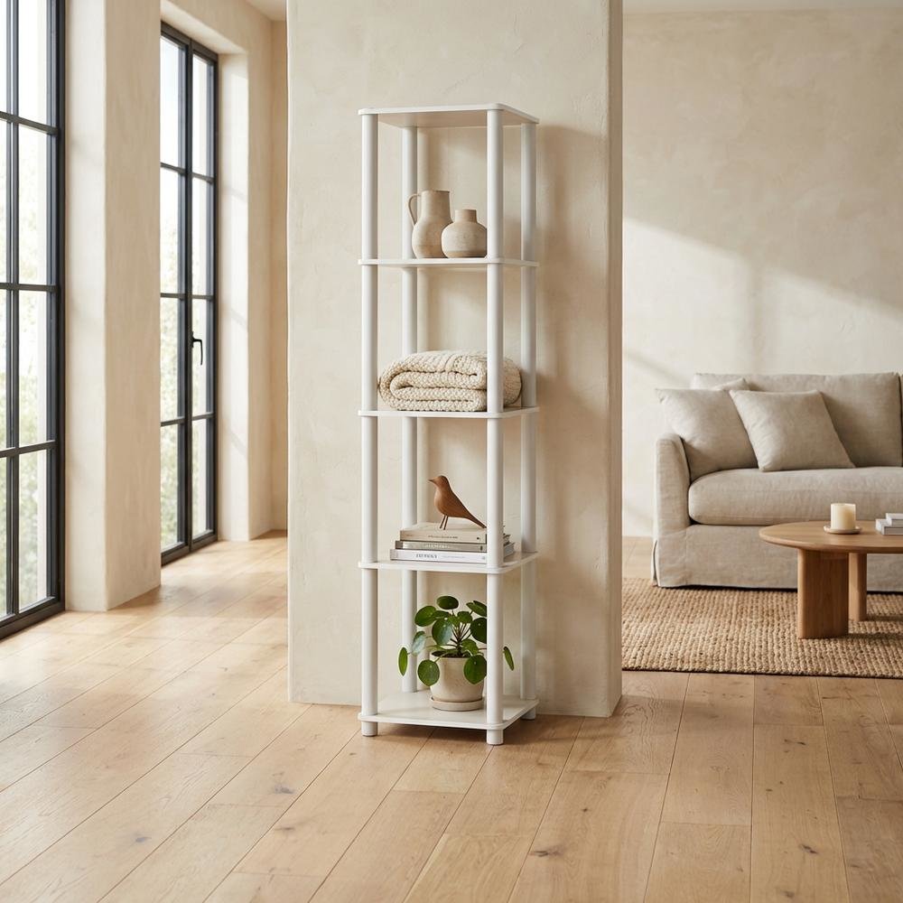 Wood 5-Tier Open Bookcase with Spacious Shelving for Home Storage