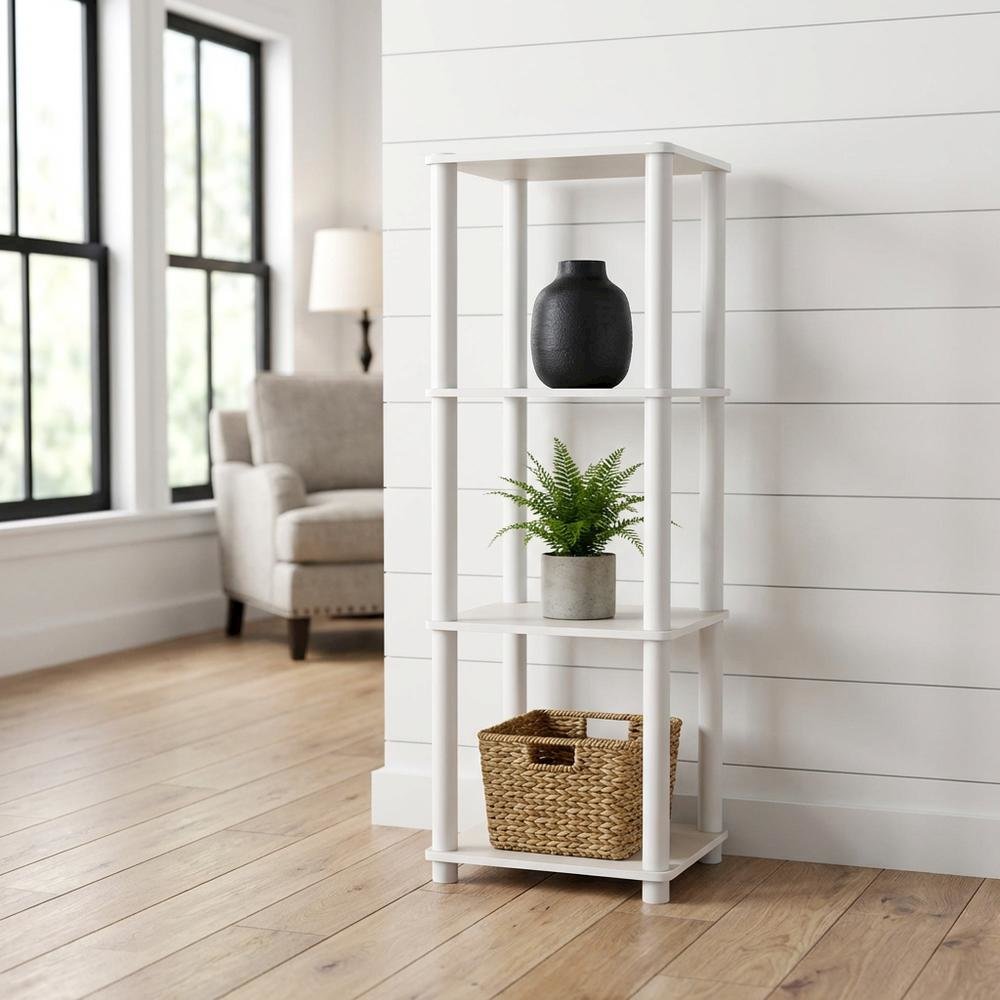 Wood 4-Tier Open Bookcase with Spacious Shelving for Living Room Storage