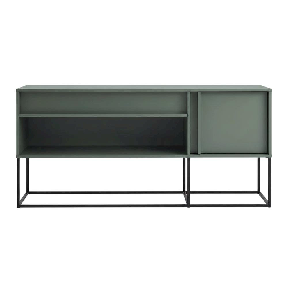TV Stand with LED Light Features and Engineered Wood Construction
