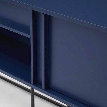 Blue TV Stand for 65-Inch TVs with LED Lighting and Engineered Wood Material