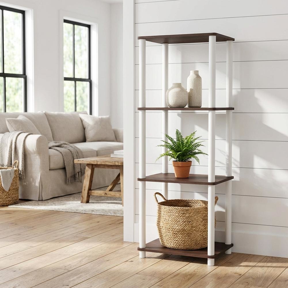 Wooden 4-Tier Open Bookcase with Spacious Shelves for Living Room or Office
