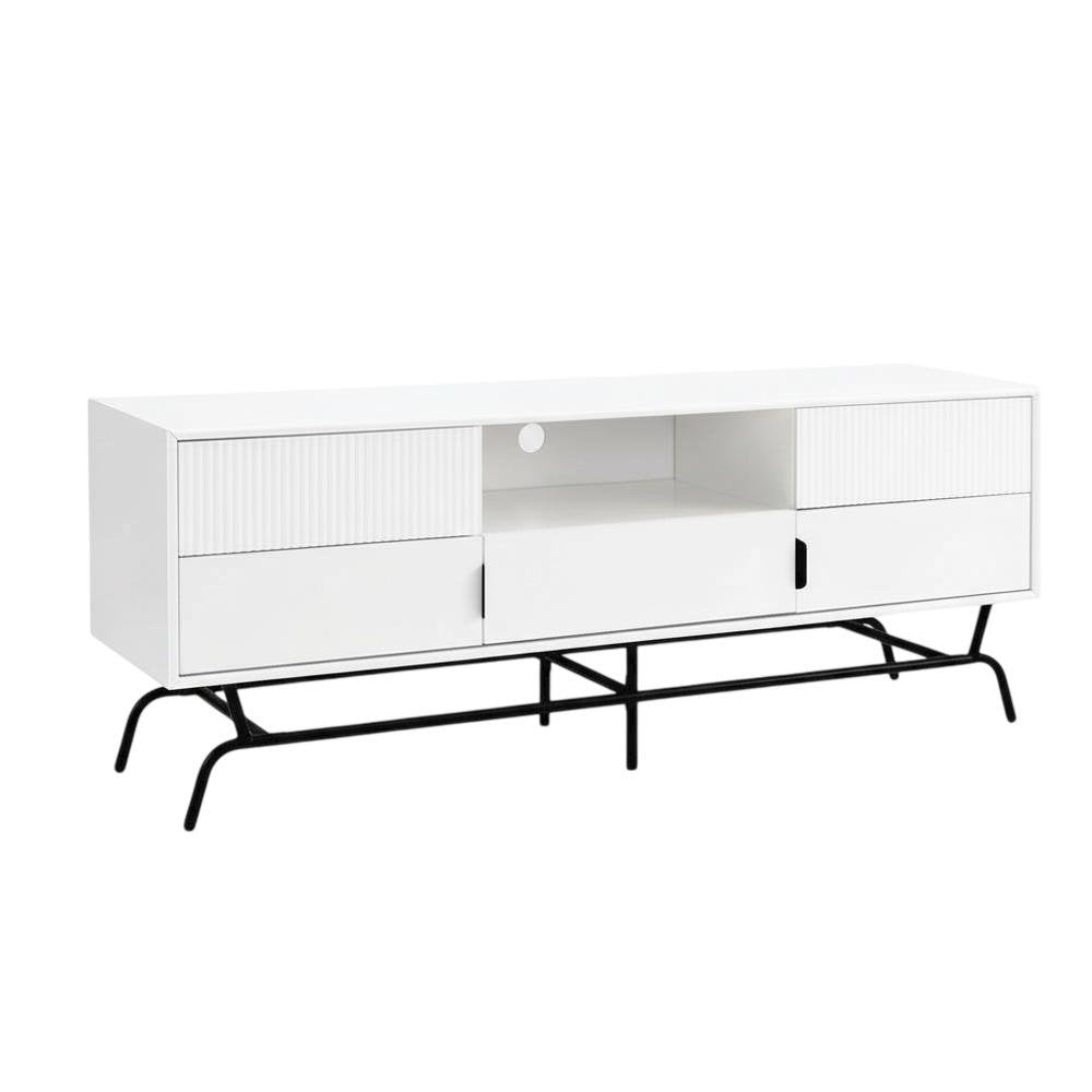 White TV Stand for TVs Up to 65 Inches with 3 Drawers