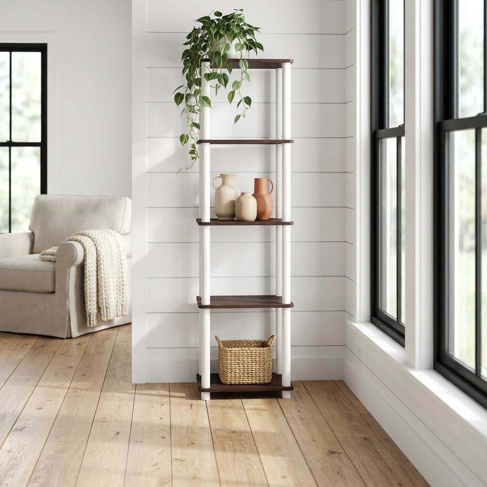 Wooden 5-Tier Bookshelf with Open Design for Living Room and Office Storage