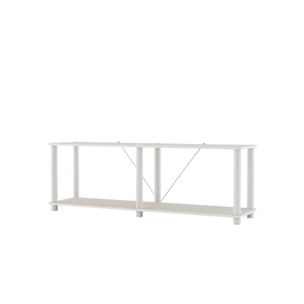 Wood 2-Tier Open Shelves Bookcase with Spacious Storage