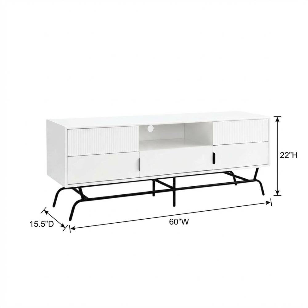 White TV Stand for TVs Up to 65 Inches with 3 Drawers