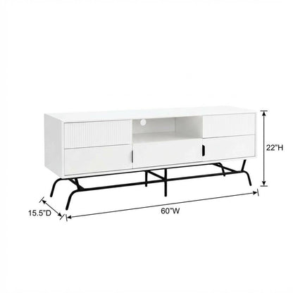 White TV Stand for TVs Up to 65 Inches with 3 Drawers