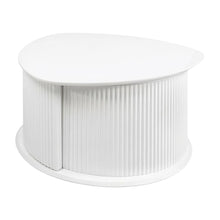 White Fluted Pedestal Triangle Coffee Table with MDF and Iron Base