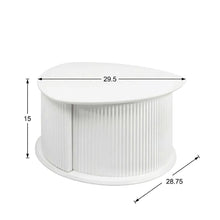 White Fluted Pedestal Triangle Coffee Table with MDF and Iron Base