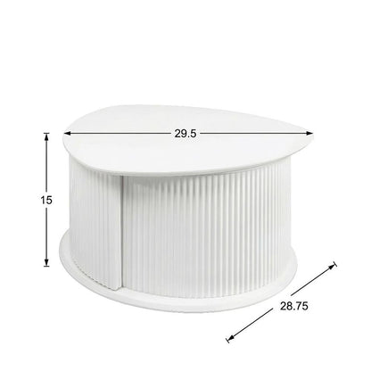 White Fluted Pedestal Triangle Coffee Table with MDF and Iron Base
