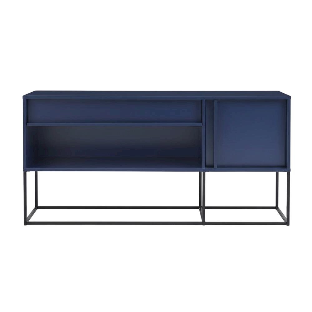 Blue TV Stand for 65-Inch TVs with LED Lighting and Engineered Wood Material