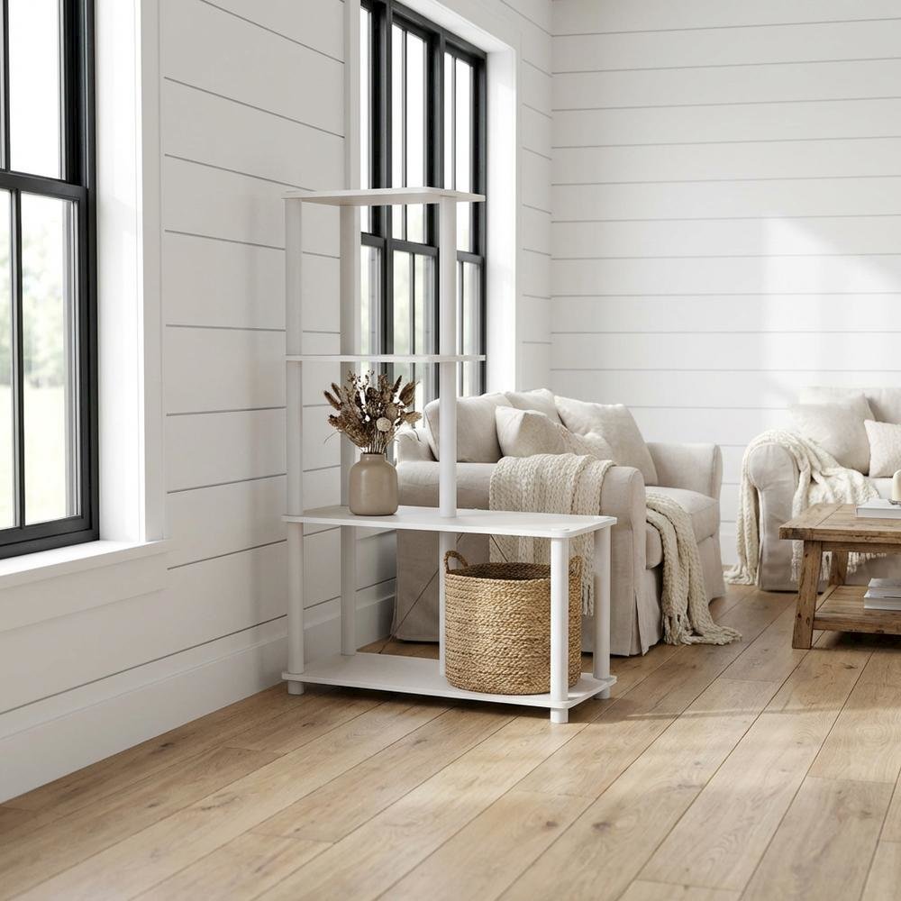 Wood 4-Cube Shelves Open Bookcase with versatile storage and modern design