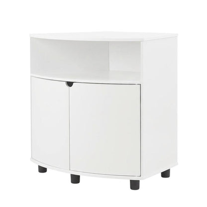 White Corner Storage Cabinet With Led Lighting For Versatile Organization