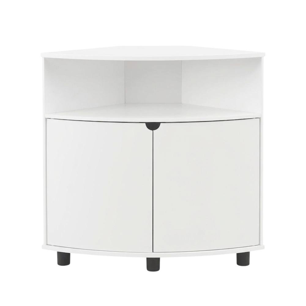 White Corner Storage Cabinet With Led Lighting For Versatile Organization