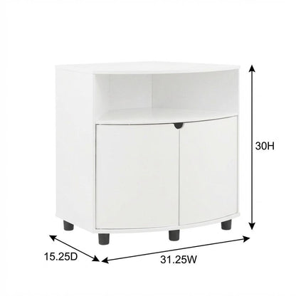 White Corner Storage Cabinet With Led Lighting For Versatile Organization