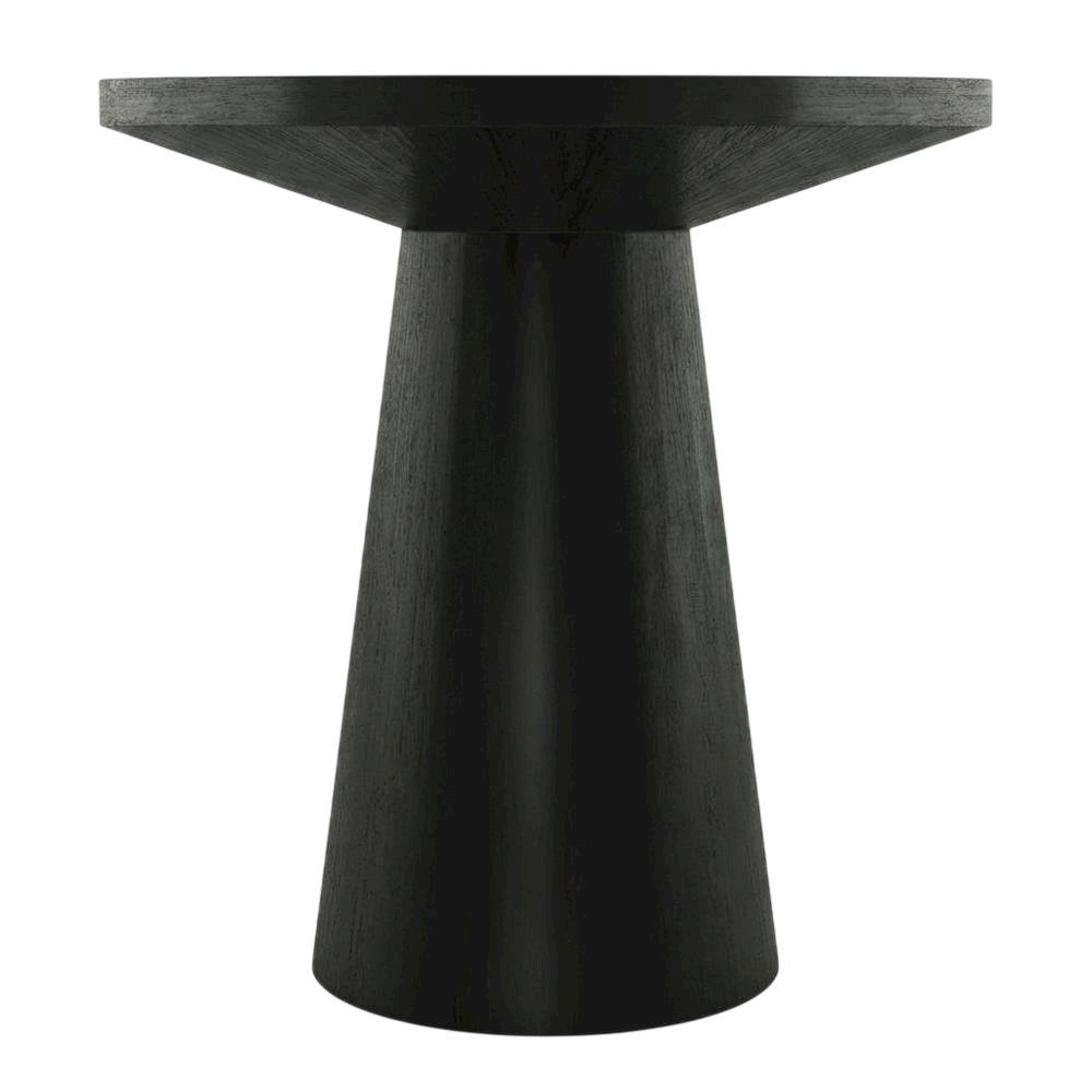 Round Solid Wood End Table with Pedestal Base for Living Room