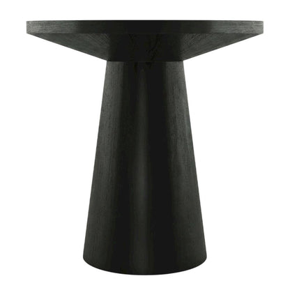Round Solid Wood End Table with Pedestal Base for Living Room