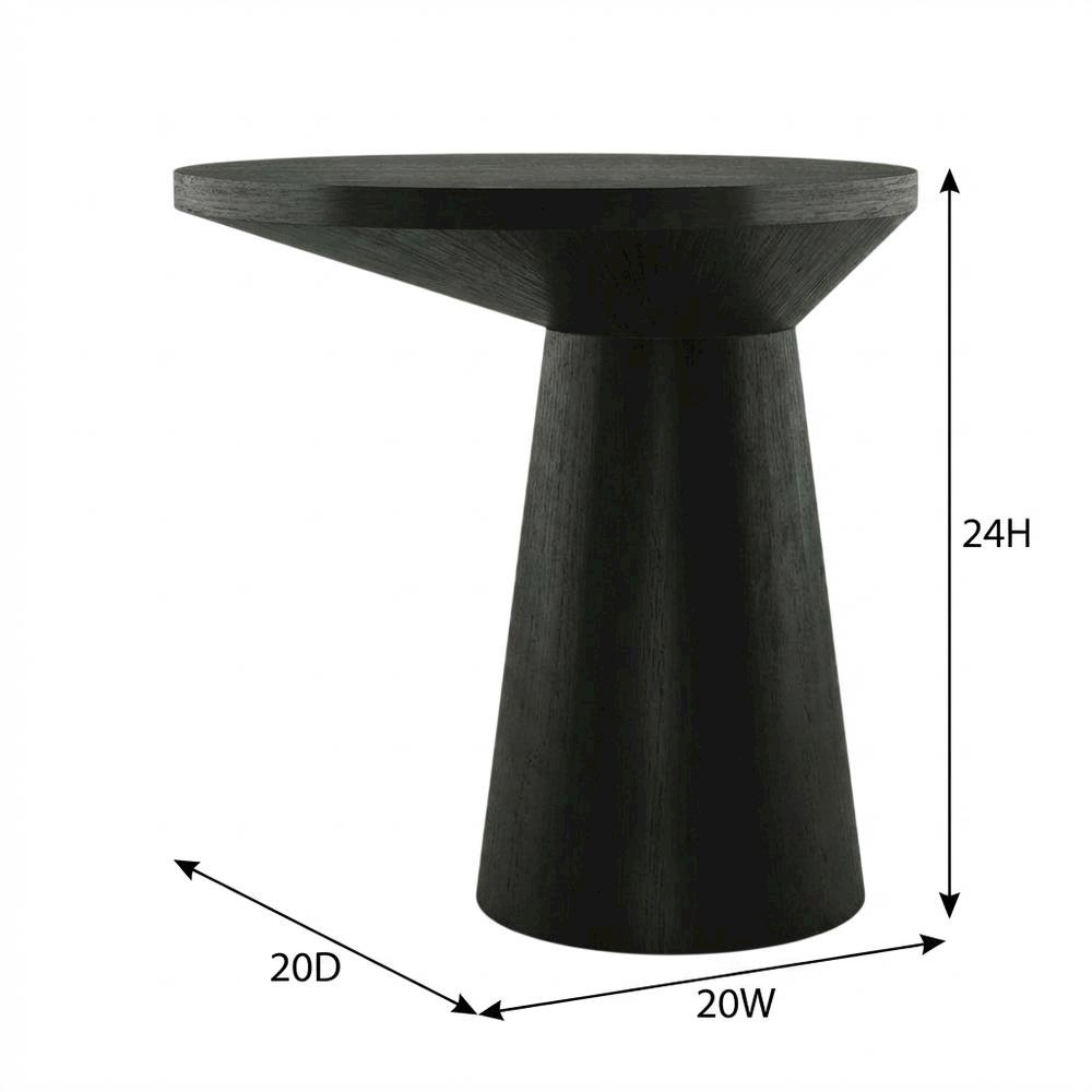 Round Solid Wood End Table with Pedestal Base for Living Room