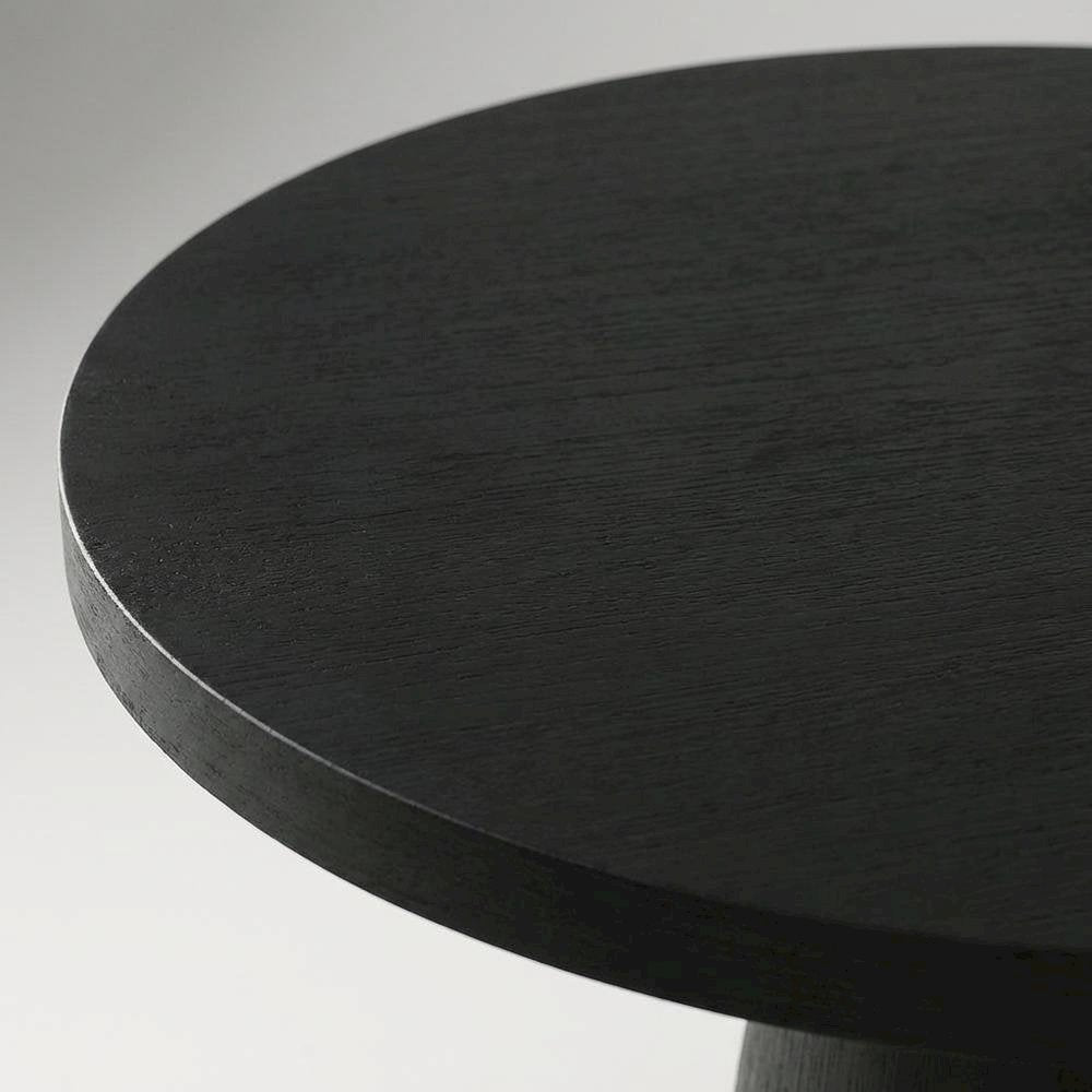Round Solid Wood End Table with Pedestal Base for Living Room