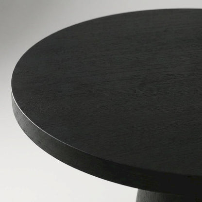 Round Solid Wood End Table with Pedestal Base for Living Room