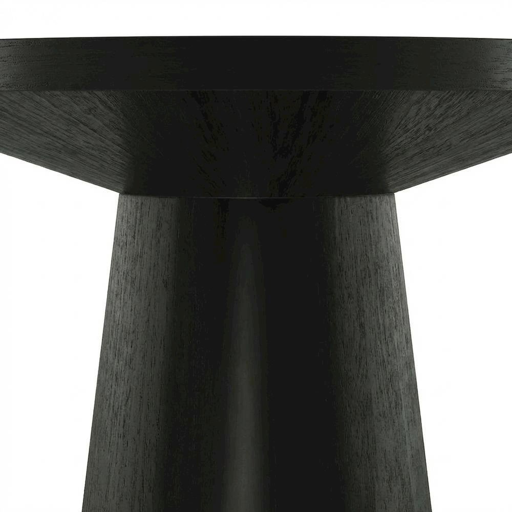 Round Solid Wood End Table with Pedestal Base for Living Room
