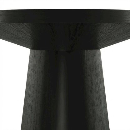 Round Solid Wood End Table with Pedestal Base for Living Room